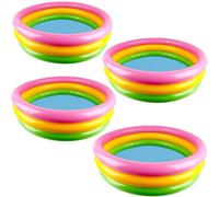 4 Pack Round Pools Bulk 34 x10 Inch Inflatable Swimming Pool 3 Rings Small Blow up Padding Ball Pond for Summer Outdoor Floats Water Game (Color Set 1)