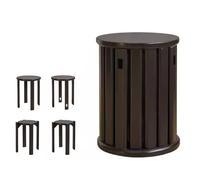 4 Pack Round Stools - Solid Wood Dining Chairs & Stackable Coffee Table - Modern Side Table for Living Room & Bedroom - Multi-Functional & Space-Saving Design
