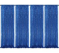 4 Pack Royal Blue Curtains 2ftx8ft Sequin Backdrop Drapes for Birthday Wedding Party Photo Backdrop Decorations