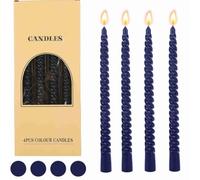 4 Pack Royal Blue Spiral Taper Candles, 25cm