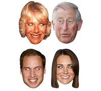 4 Pack Royal Family King Charles III Queen Consort Camilla Kate William King’s Coronation Supplies Celebrities Face Mask Hen and Stag Parties Fancy Dress