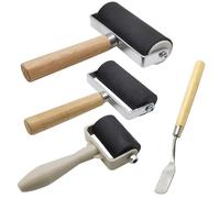 4 Pack Rubber Roller - Brayer Rollers with 3 Size for Crafting Brayer Rollers for Printmaking Brayer Tool Paint Brush Ink Applicator Art Craft Oil Painting Tool 2.4 in,4 in,5.91 in + 1 Scraper HRJZF