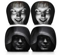 4 Pack Scary Face Car Headrest Covers,Stretchy Spooky Halloween Car Decor | 4 stretchy ghost-smile headrest covers fit most cars, trucks & SUVs - instant, washable Halloween interior fun.