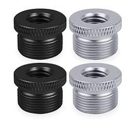 4 Pack Screw Thread Adapter, 5/8" Male to 3/8" Female Mic Screw for Blue Yeti/ Blue Snowball/Blue Yeti X Microphone Stand Mount by Frgyee (Black & Silver)