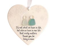 4 Pack Sea Glass Art Friendship Heart Pendant, 7.6x7.6cm Ceramic Timeless Friendship Heart Keepsake Ornament Sea Glass Art Hanging Timeless FriendshipHearts Keepsake Ornament For Christmas Tree