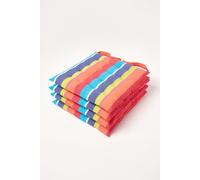 4 Pack Seat Pads Cotton Multi Striped Indoor Outdoor Garden Cushion, 40cm Homescapes Multi 40cm x 40cm
