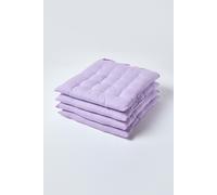 4 Pack Seat Pads Luxury 100% Cotton Indoor Outdoor Garden Cushion, 40cm Homescapes Mauve 40cm x 40cm