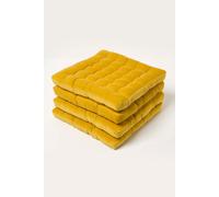 Set of 4 Quilted Velvet Chair Pad, 40 x 40 cm Homescapes Mustard 40cm x 40cm