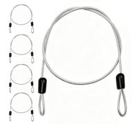 4 Pack Security Cable with Loops, 3mm x 0.5m Vinyl Coated Steel Cable | 4 flexible double loop security cables for bikes, luggage, toolbox and outdoor gear with vinyl coated steel protection