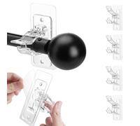 4 Pack Self Adhesive Curtain Hooks, Curtain Pole Brackets, No Drill Curtain Rod Holders for Living Room Bathroom