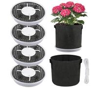 4 Pack Self-Watering Plant Saucer Stand for Indoors, 12 inch Self-Watering Pot Base Auto Watering System for 5 Gallon Fabric Pots Large Capacity Flower Pot Drip Trays for Grow Tents Greenhouses Garden