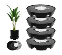 4 Pack Self-Watering Plant Saucer Stand for Indoors, 2.8L Large Capacity Self-Watering Plant Pot Base, Auto Irrigation Water Delivery System for Plants Growth Bags Grow Tents Greenhouses(black)