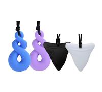 4 Pack Sensory Chew Necklace, Rainbow Color Teether Chew Toys for Autistic Children, Teething Baby, ADHD, Autism, Biting or Special Needs-BPA Free, Made from Food Grade Safety Silicone