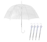 4 Pack Set Rain Umbrellas Dome Birdcage Transparent Wedding Brolly Clear Bubble White Handle And Spike Brolly Walking Ladies Mens Unisex Party Parasol Rain Bridesmaid Bridal Fashion See Through PVC
