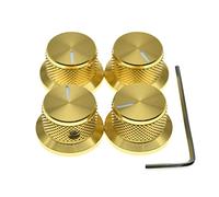 4-Pack Set Screw Style Aluminium Potentiometer Knobs 1/4" Universal Top Hat Knobs Bell Volume Tone Control Knobs for Guitar/Bass/AMPS/Preamps Gold