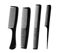 4 pack Shatterproof Carbon Hair Comb for Men and Women, Antistatic Double-Sided Cutting and Styling Comb, Professional Barber Tool for Hair, Beard, Moustache, and Texture Grooming(Black)