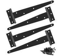 4 Pack Shed Door Hinges, 12 Inch T Hinges Heavy Duty Door Hinge Outdoor Stainless Steel Black Tee Hinge for Wood Shed Barn Door Fence Gate