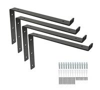 4 Pack Shelf Brackets, Wall Mounted Shelve Brackets, Shelving Support Brackets, Book Shelf Bracket with Screws and Anchors,Black(11.25 inch)