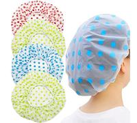 4 Pack Shower Caps for Women, Plastic Shower Caps,Waterproof Shower Caps Reusable Shower Hats Elastic Hair Bath Caps for Ladies Spa Salon