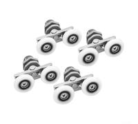 4 Pack Shower Door Rollers Double Sliding Glass Wheel | Nylon Aluminium-Alloy Silent Smooth Operation for Bathroom-Runner Replacement Grey