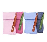 4 Pack Shower Soap Pouches, Dual Texture Exfoliating Bags - Blue & Pink