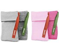 4 Pack Shower Soap Pouches, Dual Texture Exfoliating Bags - Gray & Pink