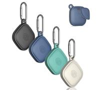 (4-Pack) Silicome Case for Tile Mate 2024, Waterproof Tile Mate Holder Full Body Protective Cover Compatible with Life360 Mate Tile Tracker with Keychain (Black/Off White/Blue/Green)