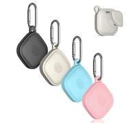 (4-Pack) Silicome Case for Tile Mate 2024, Waterproof Tile Mate Holder Full Body Protective Cover Compatible with Life360 Mate Tile Tracker with Keychain, 4pcs(black/Off White/Pink/Sky Blue)