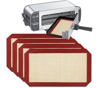 4 Pack Silicone Baking Mat 9.5 x 5.5 Inch, Reusable Oven Liner Pastry Sheets for Toaster Kitchen Worktops and Hob, Non Stick Baking Trays for Making Pizza Bread Cake Pie Barbecue and Dumpling