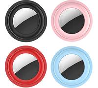 4 Pack Silicone Case for AirTags, Portable Tracker Holder, Scratch-Resistant, Light Skin, Soft Rubber, Shockproof, Finder Protective Case for Apple AirTag Case with Self-Adhesive Tape -