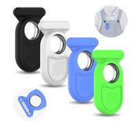 [4-Pack] Silicone Case for Galaxy Smart Tag 2, Hidden Pin SmartTag 2 Holder All-Round Protection Galaxy Smart Tag 2 Case for Dog Collar Luggage Clothes Kids Elder (Black/White/Blue/Green)