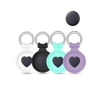 4 pack Silicone Case For Reyke HB15 Smart Tag Anti-Loss Tracker,daunke Full Protection Cover(suitable for Elderly,Pets,Backpack,Luggage,Kids,Keys) Scratch-Resistant(White,Black,Green,Purple)