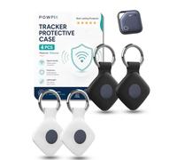 (4 Pack) Silicone Cases for UGREEN FineTrack Smart Finder,Powfix Water-Resistant Tracker Holder for Dog & Cat Collars, Kids' School Bags & Travel Luggage (Black & White)