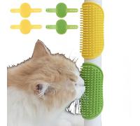 4-Pack Silicone Cat Scratcher and Massager - Adjustable Pet Scratch Pads for Furniture Legs & Corners, Soft & Flexible Silicone for Cats and Dogs (4PCS (2 Yellow + 2 Green))