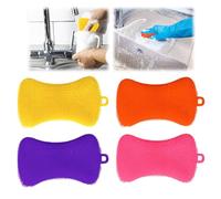 4-Pack Silicone Dish Scrubber，Silicone Dish Sponge，Kitchen Sponge for Cleaning Dishes，Colorful (Color-B)