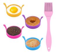 4-Pack Silicone Egg Rings for Frying with Brush - Non-Stick Fried Egg Moulds | Heat-Resistant Pancake Rings | Round Egg Cooking Moulds for Perfect Eggs, McMuffins, Crumpets & More