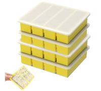 4 Pack Silicone Freezer Tray with Lid, Flexible Soup Freezer Molds, Meal Prep Soup Storage Containers, Easy Release Silicone Food Freezers Tray for Freezing Soups Sauce Leftovers(Yellow)