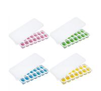 4 Pack Silicone Ice Cube Trays with Non-Spill Lids - 14 Cubes Each, BPA Free Stackable Square Molds,Flexible and Easy-Release for Whiskey, Cocktails, Drinks,Baby Food and Freezer Use.