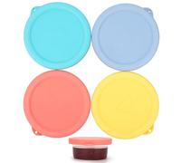 4 Pack Silicone Lids for Dips & Spreads, Reusable Dip Lids, Silicone Tops for Sealing Sauces, Compatible with Standard 10cm Pots, Fridge & Dishwasher Safe
