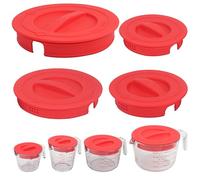 4 Pack Silicone Replacement Lids, Respectively Fits Pyrex 1-Cup, 2-Cup, 4-Cup & 8-Cup Tempered Glass Liquid Measuring Cups, Reusable & Food-Grade, Dishwasher & Microwave Safe (Cups not Included)