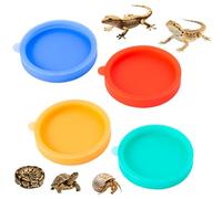 4 Pack Silicone Reptile Food Water Bowl Reusable Terra Feeding Dish Tortoise Water Dish Reptile Shallow Feeder for Bearded Dragons Tortoises Gecko Lizards Frog Chameleon Hermit Crab Ball Python