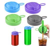 4 Pack Silicone Soda Can Lids with Straw,Reusable Can Covers with BPA-Free Silicone Straw Can Protector For Beverage, Juice, Coke, Soda, Beer, Fits Standard Cans