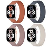 4 Pack Silicone Solo Loop Bands Compatible with Apple Watch Band 38mm 40mm 41mm 42mm 44mm 45mm 46mm Women Men, Stretchy Elastic Soft Sport Replacement Straps for iWatch Series 11 10 9 8 SE 7 6 5 4 3 2