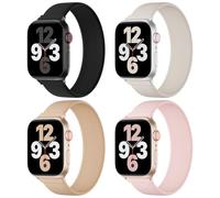 4 Pack Silicone Solo Loop Sport Strap Waterproof for Apple Watch Band Women | Stretchy Elastic Soft Bands Men Compatible with iWatch Series 11 10 9 8 SE 7 6 5 4 3 for 38mm 40mm 41mm 42mm 44mm 45mm 46mm