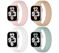 4 Pack Silicone Solo Loop Sport Strap Waterproof for Apple Watch Band Women | Stretchy Elastic Soft Bands Men Compatible with iWatch Series 11 10 9 8 SE 7 6 5 4 3 for 38mm 40mm 41mm 42mm 44mm 45mm 46mm