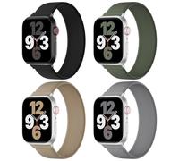 4 Pack Silicone Solo Loop Sport Strap Waterproof for Apple Watch Band Women | Stretchy Elastic Soft Bands Men Compatible with iWatch Series 11 10 9 8 SE 7 6 5 4 3 for 38mm 40mm 41mm 42mm 44mm 45mm 46mm