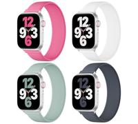 4 Pack Silicone Solo Loop Sport Strap Waterproof for Apple Watch Band Women | Stretchy Elastic Soft Bands Men Compatible with iWatch Series 11 10 9 8 SE 7 6 5 4 3 for 38mm 40mm 41mm 42mm 44mm 45mm 46mm