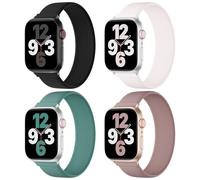 4 Pack Silicone Solo Loop Sport Strap Waterproof for Apple Watch Band Women | Stretchy Elastic Soft Bands Men Compatible with iWatch Series 11 10 9 8 SE 7 6 5 4 3 for 38mm 40mm 41mm 42mm 44mm 45mm 46mm