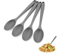4 Pack Silicone Spoons for Cooking, Grey Serving Spoons Large, Heat Resistant Nonstick Cooking Spoon for Mixing Stirring Frying Baking, Kitchen Essential Tools