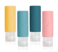 4 Pack Silicone Travel Bottles for Toiletries, Refillable & Leak-proof Travel Containers, 100ml Small Size Squeezy Bottles for Shampoo, Lotion, Cosmetic